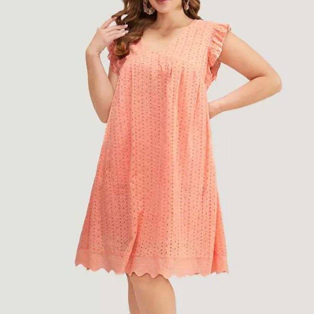 Bloomchic Broderie Anglaise Eyelet Sleeveless Pocket Knee Dress Size 22-24